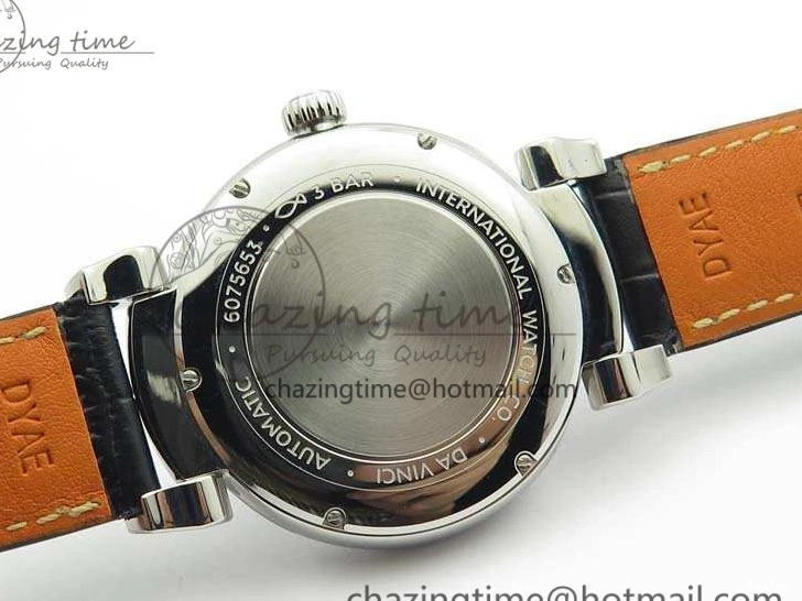 MIROTIME 0415 WaterResistant Da Vinci IW356601 SS MKF 1:1 Best Edition White Dial On Black Leather Strap A 7232